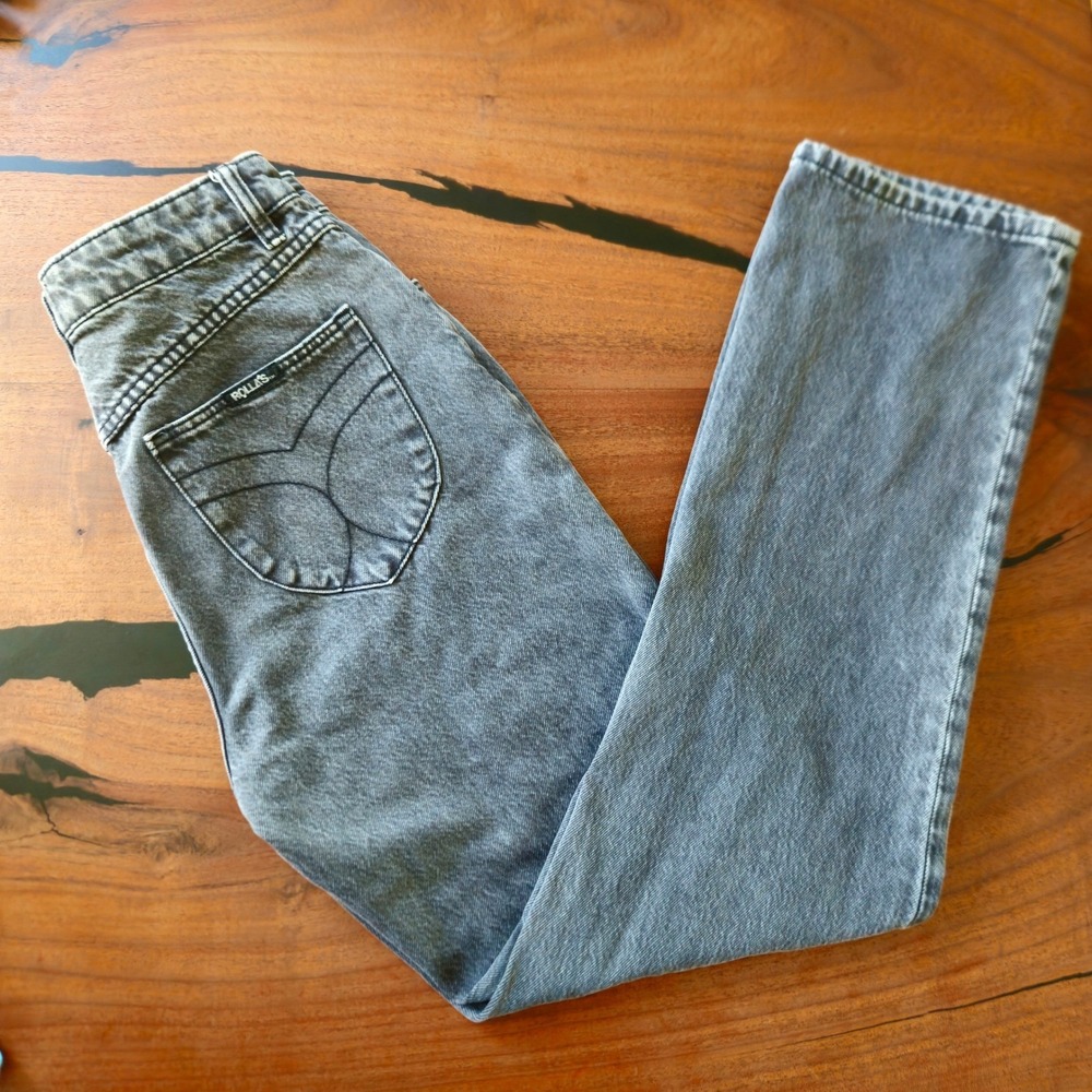 Rollas Classic Straight High Rise Jeans Faded Black Size 27 Cotton 13780